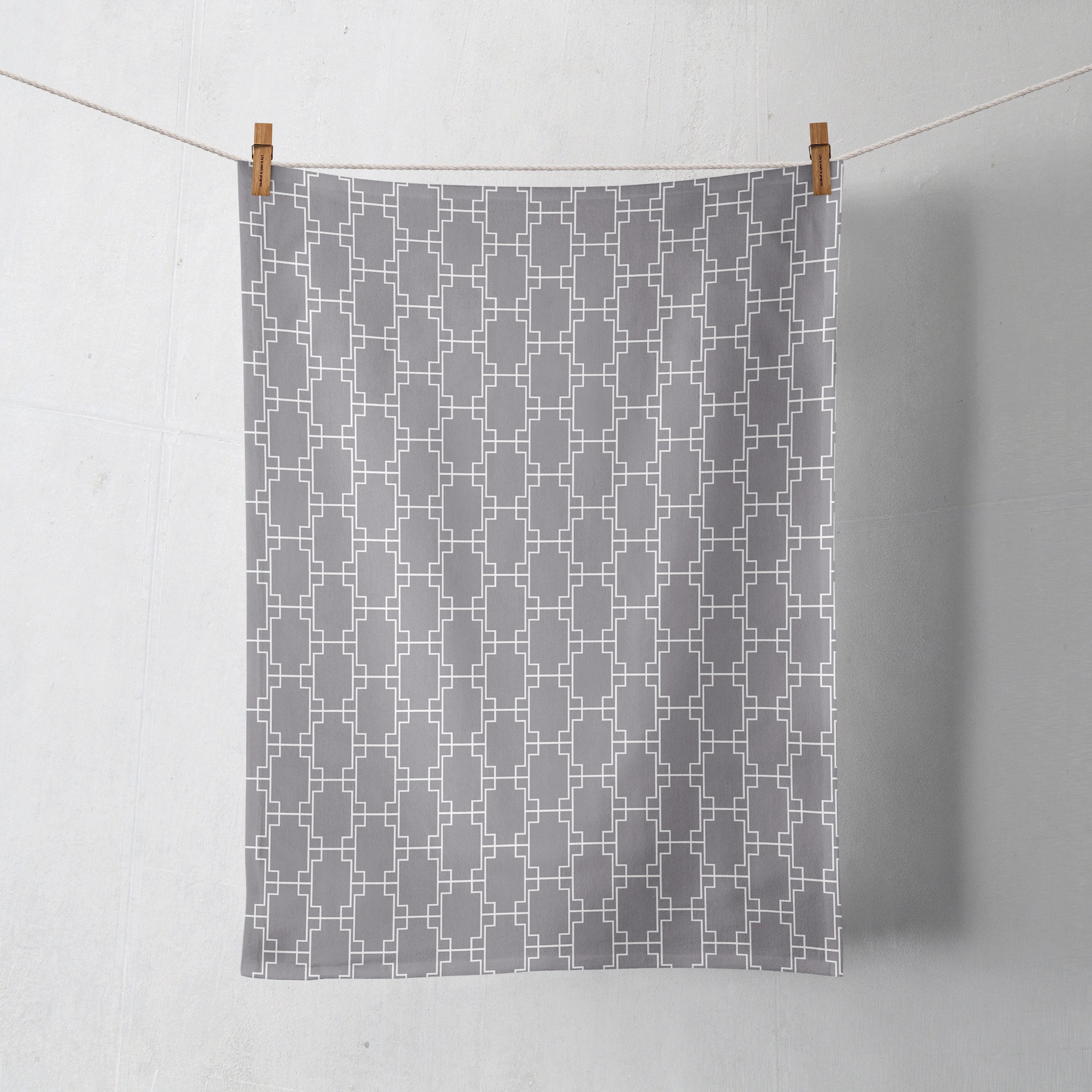 Grey Tea Towel Geometric Tea Towel Grey Kitchen Decor - Etsy