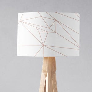 White Lampshade with a Rose Gold Geometric Design,  for a Table Lamp, Floor Lamp or a Ceiling Light Shade