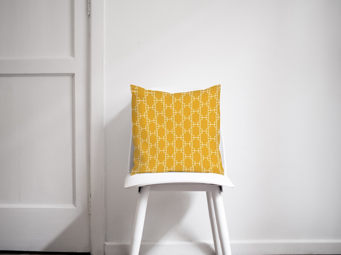 Yellow Cushion Decorative Cushions Geometric Cushion Etsy UK