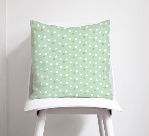 Mint Green Gold and White Spots Geometric Cushions for Sofa Bedroom or Gender Neutral Nursery Etsy