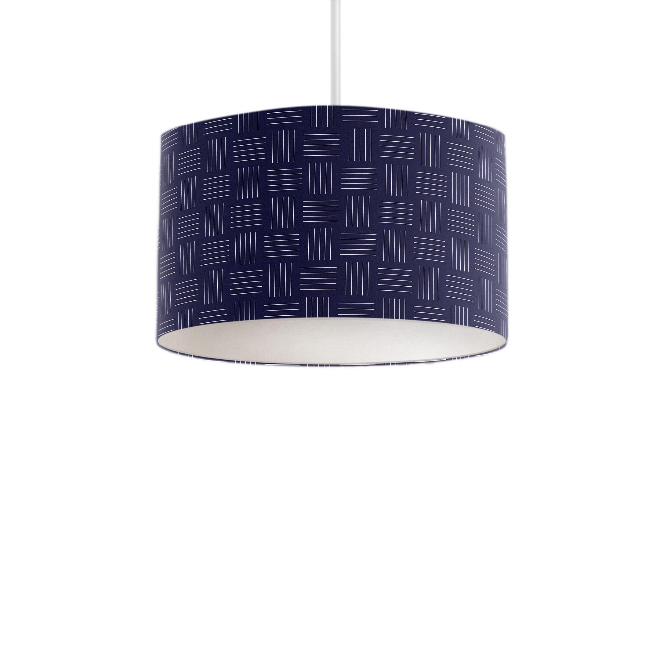 Abat-jour Bleu Motif Géométrique Lignes Blanches - Pour Lampe Table Ou Plafonnier Shadowbright