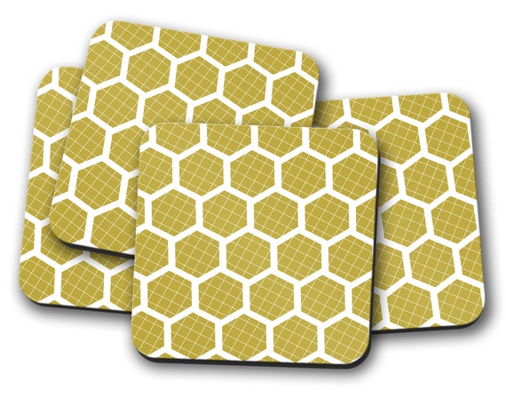 50, Hexagon Plain White Coasters