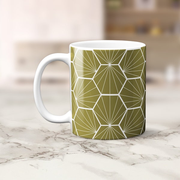 Top - Coffee cup Sumer Co-ord Set - Olive Green