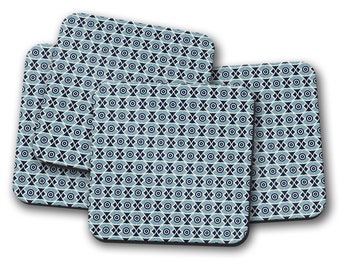 Blaue und weiße geometrische Untersetzer, Getränkematte, Tischset