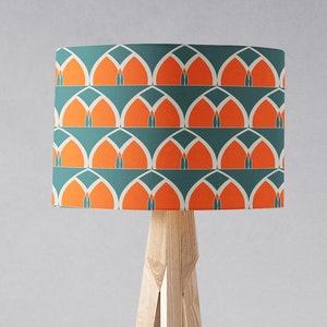 Teal and Orange Geometric Arches Design Lampshade, Ceiling or Table Light Shade