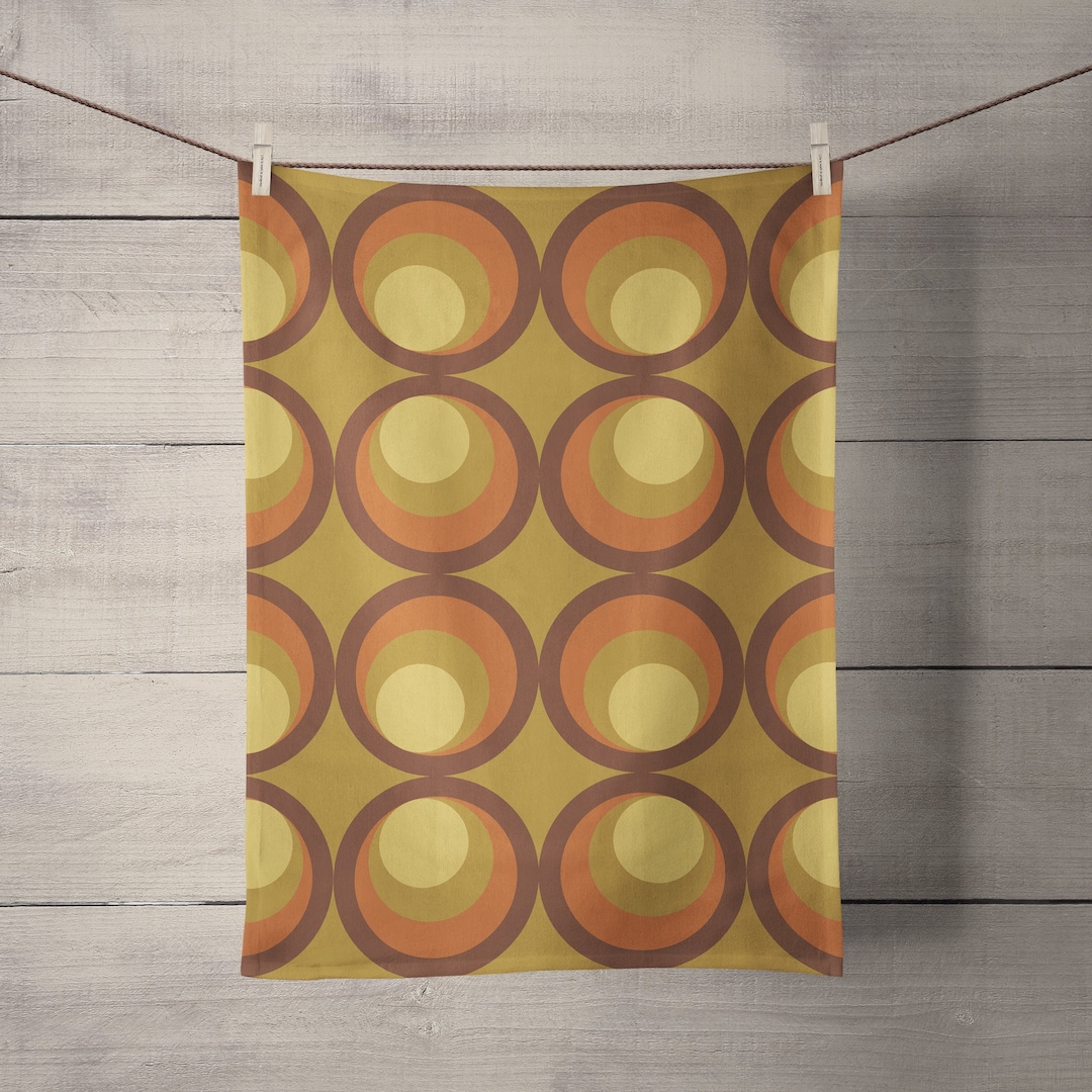 Retro Tea Towels, Mustard Yellow Tea Towel, Mustard Kitchen Decor