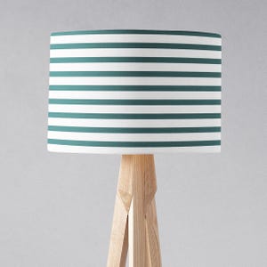 Teal and White Striped Geometric Design Lampshade, Ceiling or Table Light Shade