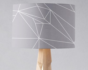 グレーの幾何学的なランプシェード、グレーのランプシェード、グレーの室内装飾、モダンなランプシェード、幾何学的なランプシェード、ステートメントランプシェード、フロアランプシェード