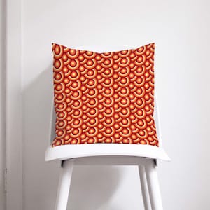 Orange cushion, Retro home decor, Mid century cushion, Orange throw pillow, Retro cushions, Orange home decor, Geometric home decor, Cushion