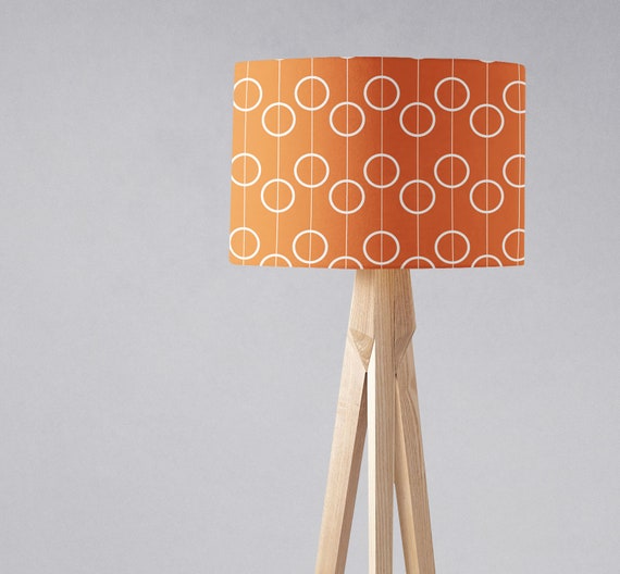 Parelachtig Surrey token Oranje en witte cirkel retro design lampenkap tafellamp - Etsy België