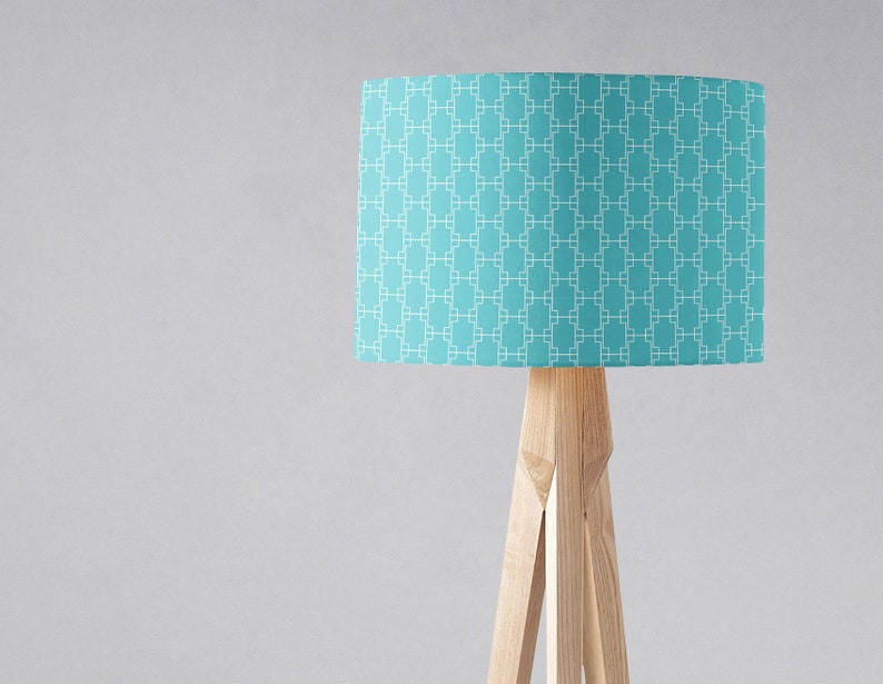 Aqua Lamp Shade Blue Geometric Lampshade Living Room Boys Nursery Decor