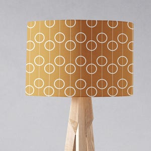 Gold and White Retro Geometric Lampshade, Table Lamp or Ceiling Light Shade