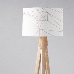 White with Rose Gold Lines Geometric Design Lampshade, Table Lamp or Ceiling Lamp Shade image 2