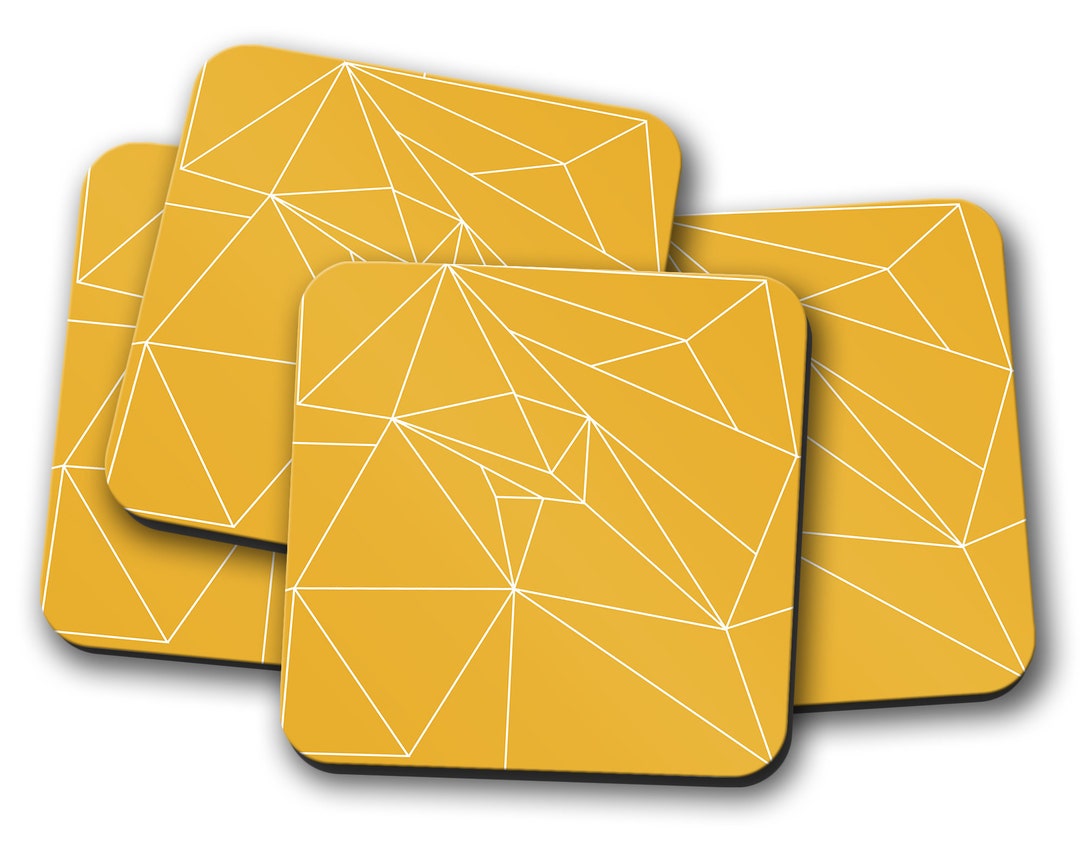 Yellow Coasters, Yellow Home Decor, Geometric Coasters, Housewarming
