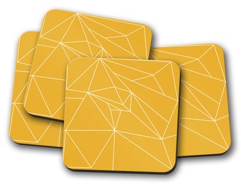Gelb gelb Wohnkultur, geometrische Untersetzer, Housewarming Geschenk, gelb und weiß Untersetzer, Untersetzer, Senf gelb Tischdekoration