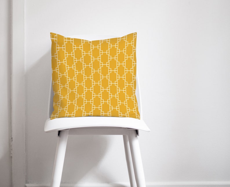 Yellow Cushion Decorative Cushions Geometric Cushion Etsy UK