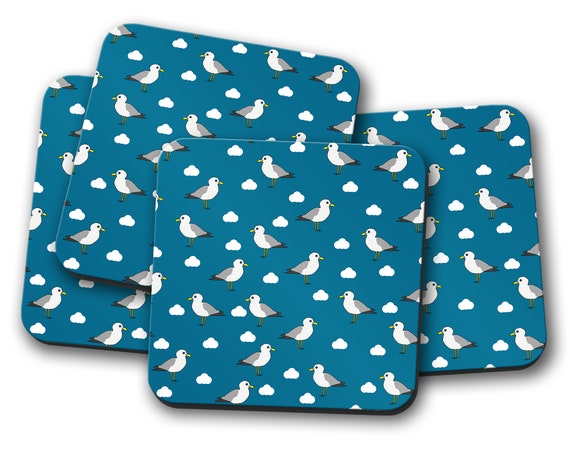 Dark Blue Seagulls Coasters Set of 4 Coasters or Single | Etsy