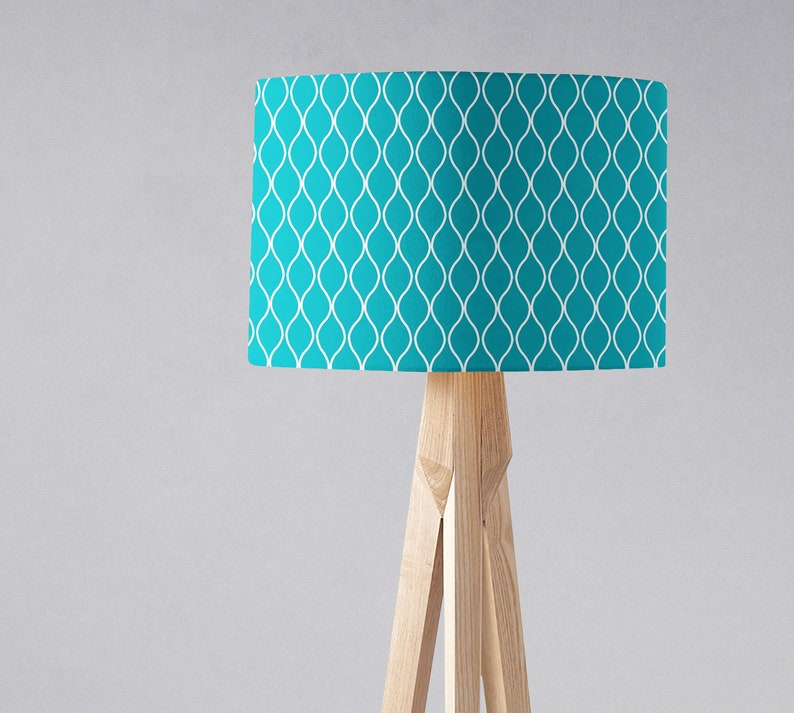 Turquoise Lamp Shade Table Home Accent Pieces Blue Living Room Decor Summer House