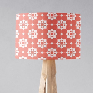 Coral and White Geometric Victorian Tiles Design Lampshade, Ceiling or Table Lamp Shade