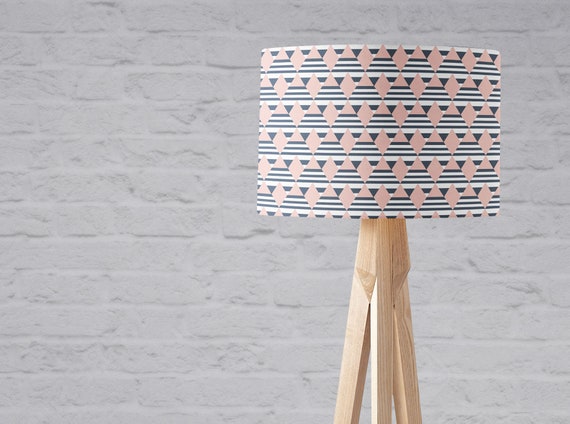 Pink and navy decor Pink lamp shade Geometric lampshade | Etsy
