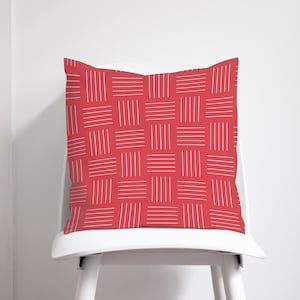 Red and White Geometric Design Cushions, Throw Pillows
