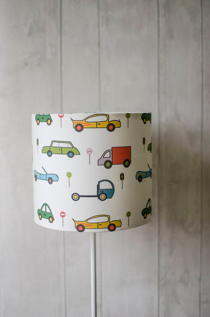 Cars Lamp Shade Boys Car Nursery Transport Bedroom Baby Boy Image 0