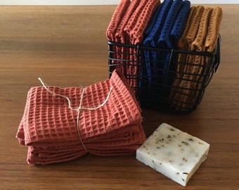 Turkish Waffle Wash Cloths - 100% Cotton - many color options - biodegradable eco friendly waffle weave hand made natural