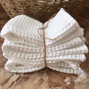 Turkish Waffle Wash Cloths 100% Cotton many color options biodegradable eco friendly waffle weave hand made natural image 3