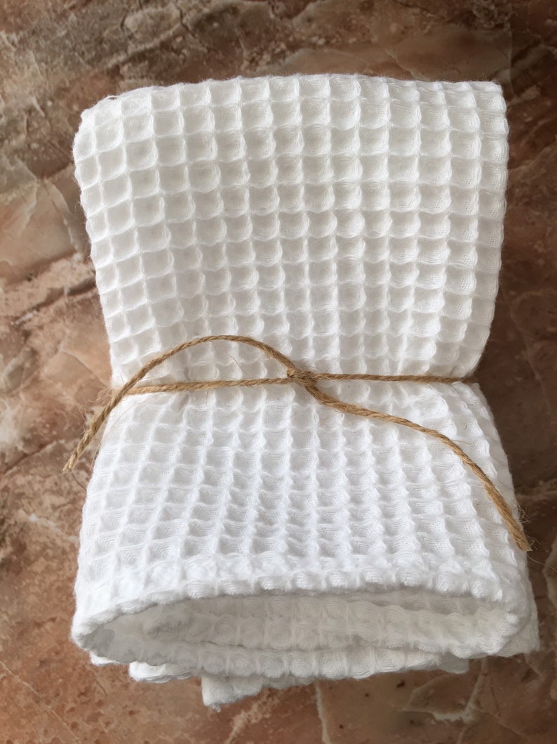 Turkish Waffle Wash Cloths 100% Cotton many color options biodegradable eco friendly waffle weave hand made natural image 4