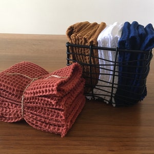 Cotton Waffle Dishcloth - 100% Turkish cotton, quick drying and absorbent biodegradable eco friendly waffle weave hand made natural - loop