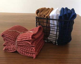 Cotton Waffle Dishcloth - 100% Turkish cotton, quick drying and absorbent biodegradable eco friendly waffle weave hand made natural - loop