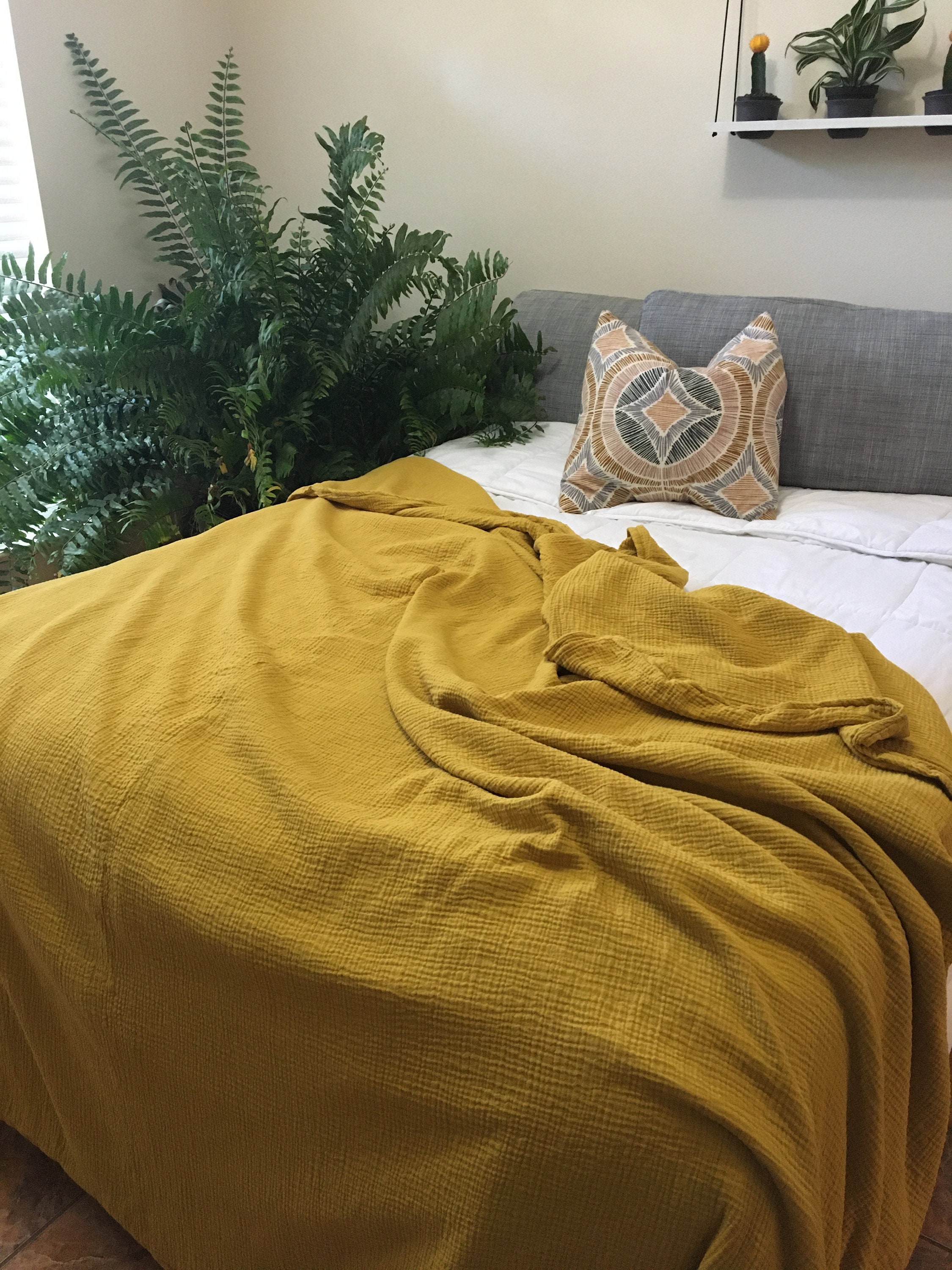 Organic Muslin Blanket Adult Bedding Sizes Twin Queen Etsy