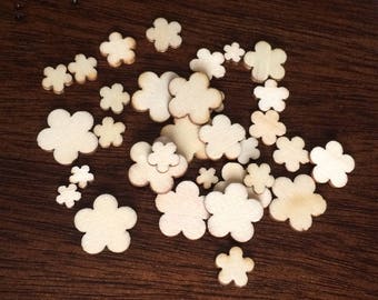 15 pc Wood Veneer Flower Set in 5 Different Sizes for Scrapbooking and Papercrafting Die Cuts