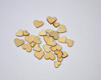 25 pc Wood Veneer Hearts Set in 4 Different Sizes for Scrapbooking and Papercrafting Die Cuts