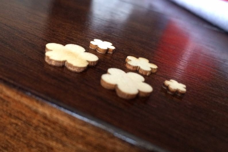 15 Pc Wood Veneer Flower Set in 5 Different Sizes for Scrapbooking and