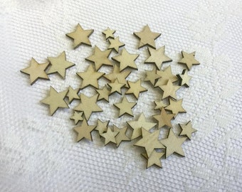 25 pc Wood Veneers Stars Set in 4 Different Sizes for Scrapbooking, Papercrafting and Project Life - Die Cuts