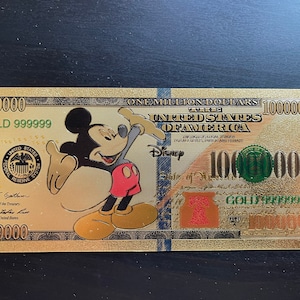 Gold foil US 1,000,000 Dollar Bill BANK NOTE
