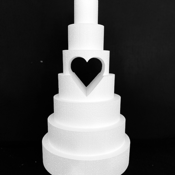 Custom Cake Dummy Set with 7 Tiers and a Heart Cutout