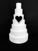 Custom Cake Dummy Set with 7 Tiers and a Heart Cutout 