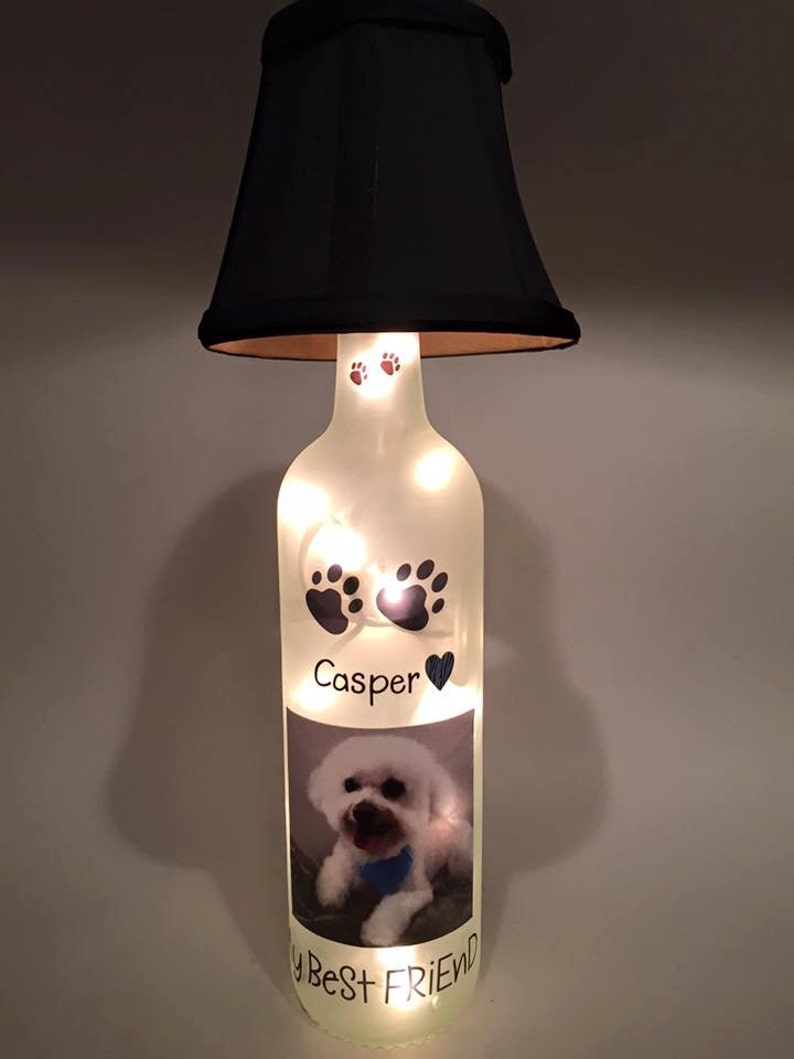 Personalized Pet Photo Wine Bottle Light