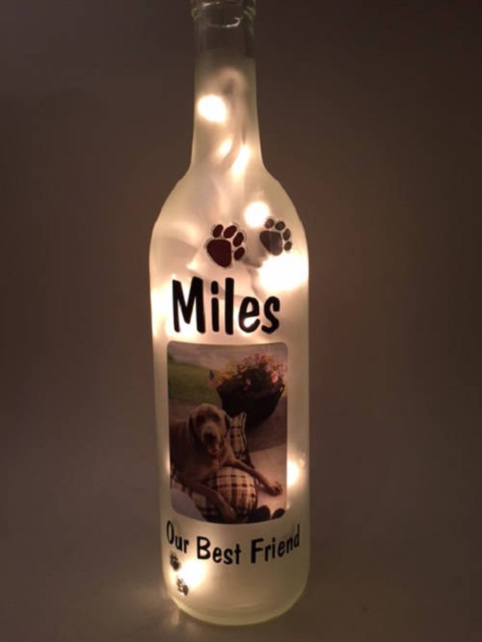 Personalized Pet Photo Wine Bottle Light Etsy UK
