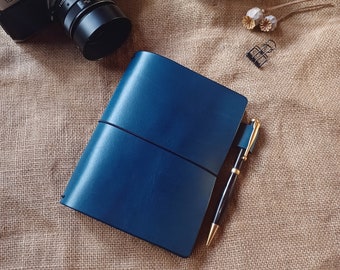 Midnight Blue Leather Notebook with refillable inserts