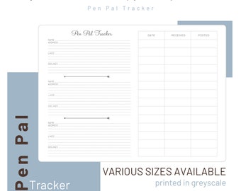 Pen Pal Tracker - Travelers Notebook Inserts - Printed Refill - 001