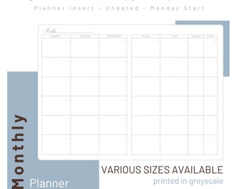 MO2P Planner - Monthly Undated - Travelers Notebook Inserts - Printed Refill - 003