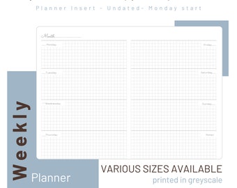 Weekly Planner - Undated - Travelers Notebook Inserts - Printed Refill - 023