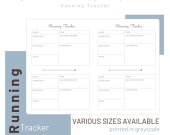 Running Tracker - Travelers Notebook Inserts - Printed Refill