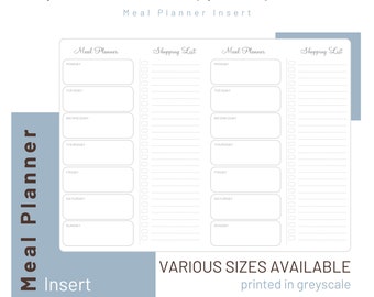 Weekly Meal Planner  - Travelers Notebook Inserts - Printed Refill - 002