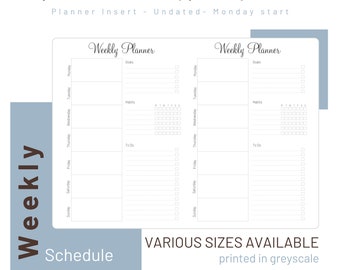 Weekly Planner - Undated - Travelers Notebook Inserts - Printed Refill - 004