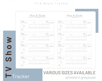 TV Show Tracker - Travelers Notebook Inserts - Printed Refill