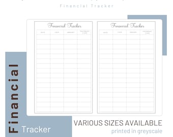 Financial Tracker - Travelers Notebook Inserts - Printed Refill